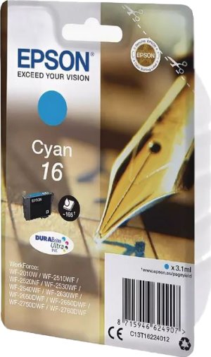 Картридж для струйного принтера Epson Картридж с голубыми чернилами C13T16224012 Картридж для струйного принтера Epson Картридж с голубыми чернилами C13T16224012