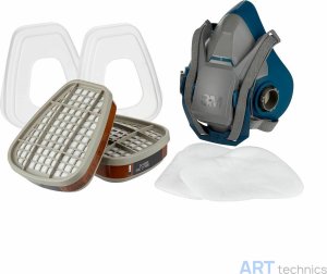 Защитное средство 3M Респиратор с двойным фильтром 3M 6502QLPRO, серия 6000 A2/P3, с быстросъемным креплением, набор Защитное средство 3M Респиратор с двойным фильтром 3M 6502QLPRO, серия 6000 A2/P3, с быстросъемным креплением, набор