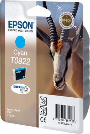 Картридж для струйного принтера Epson Картридж с голубыми чернилами T0922 (C13T10824A10) Картридж для струйного принтера Epson Картридж с голубыми чернилами T0922 (C13T10824A10)